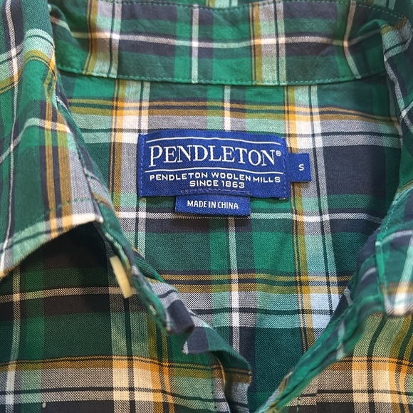 Pendleton Mens Shirt Size Large Green Plaid Short Sleeves Button Down Pocket - Picture 2 of 7
